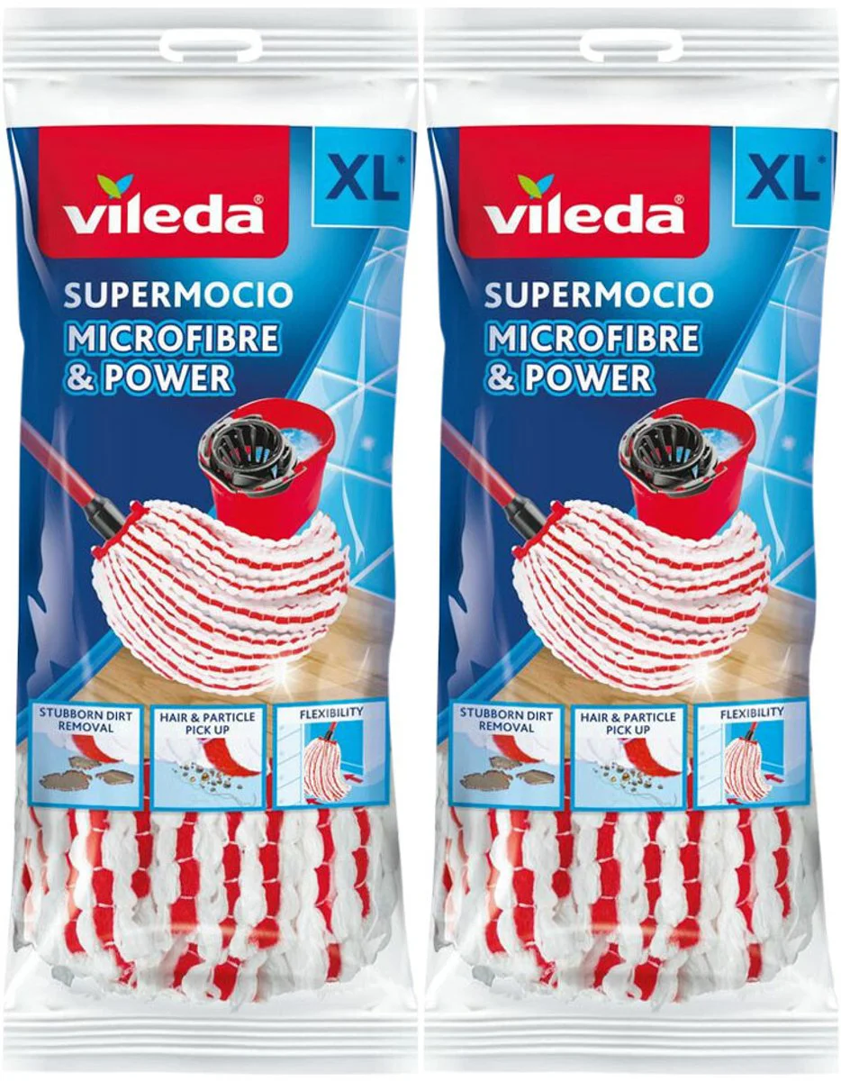 2x Vileda Super Mocio Microvezel & Power Navulling