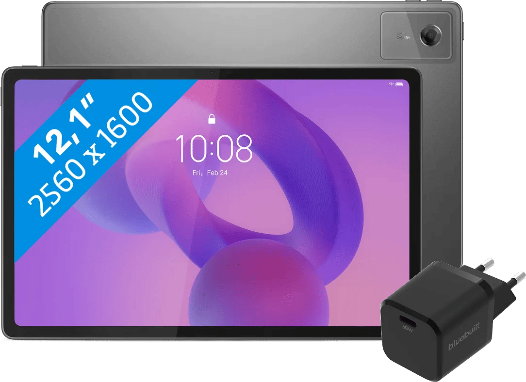 Lenovo Idea Tab Plus 12,1 inch 256GB Wifi Grijs met Stylus + BlueBuilt Oplader