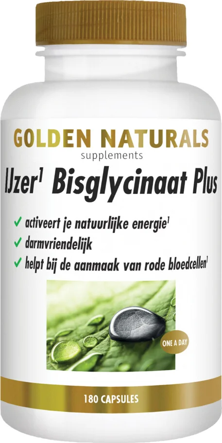 2x Golden Naturals IJzer Bisglycinaat Plus 180 vegacapsules