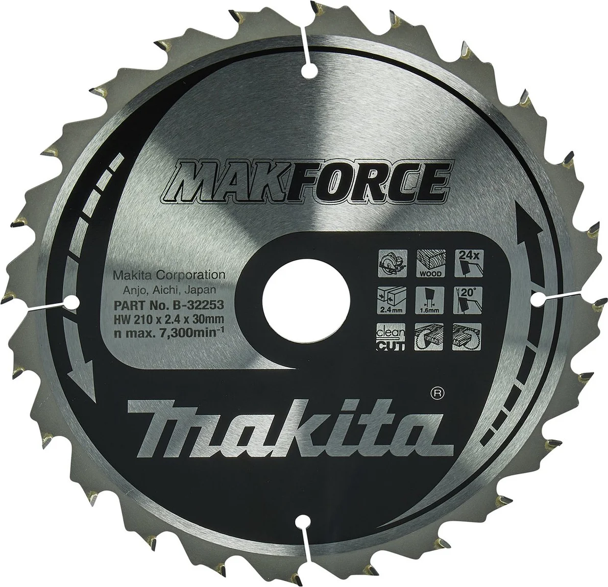 Makita B-32253 Cirkelzaagblad Hout | Makforce | 210 x 30 mm | 24-tands