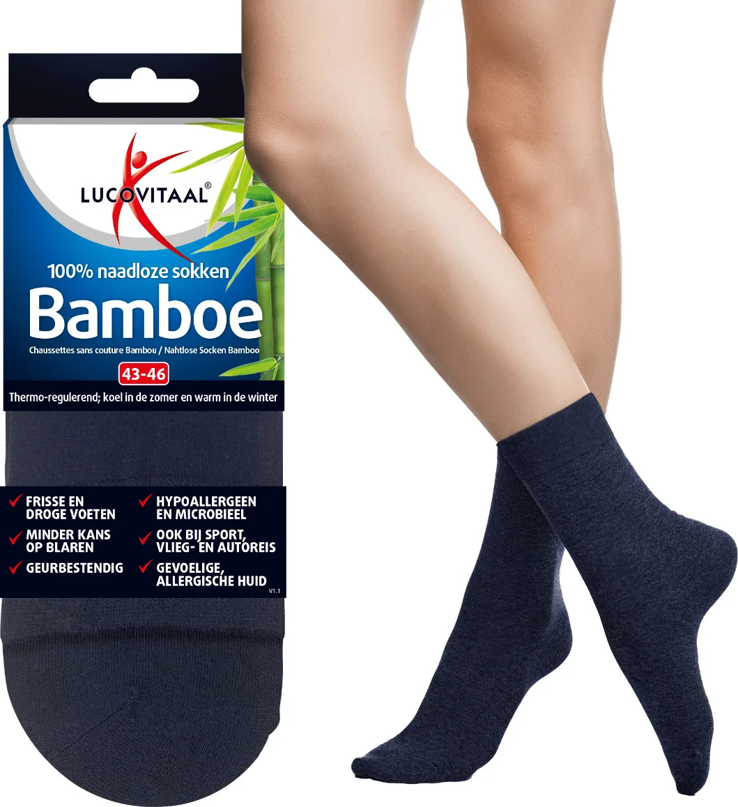 Lucovitaal Bamboe Sokken Blauw 43-46 1PR