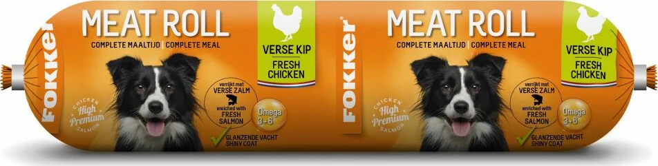 Fokker Meat Roll Hondenvoer Nat Kip - Zalm 800 gr