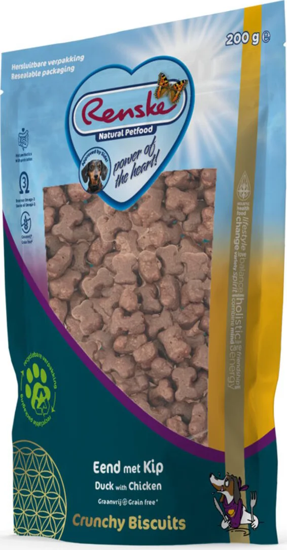 Renske Gezonde Beloning Crunchy Hondensnack Eend & Kip 200 gr