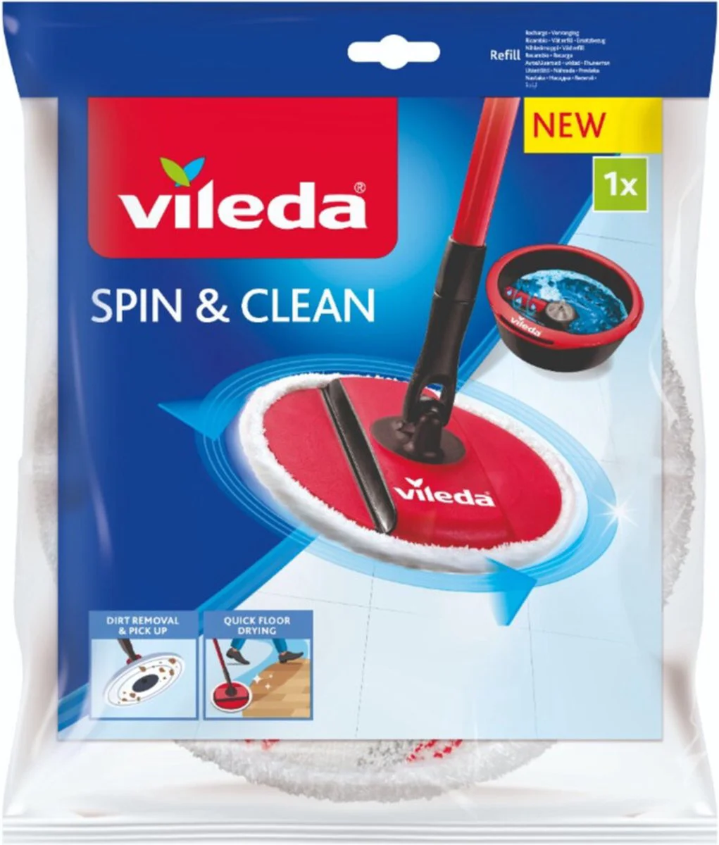 2x Vileda Spin & Clean - Vervanging Wit en Rood