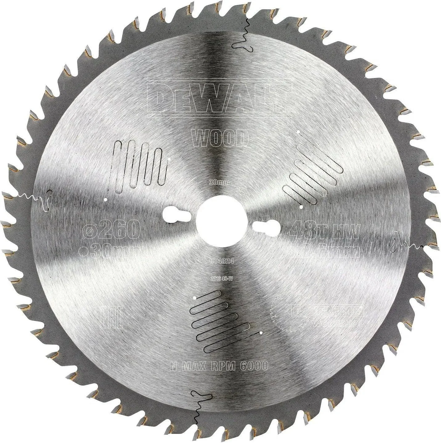 DeWALT Cirkelzaagblad voor Hout | Extreme | Ø 260mm Asgat 30mm 48T - DT4324-QZ