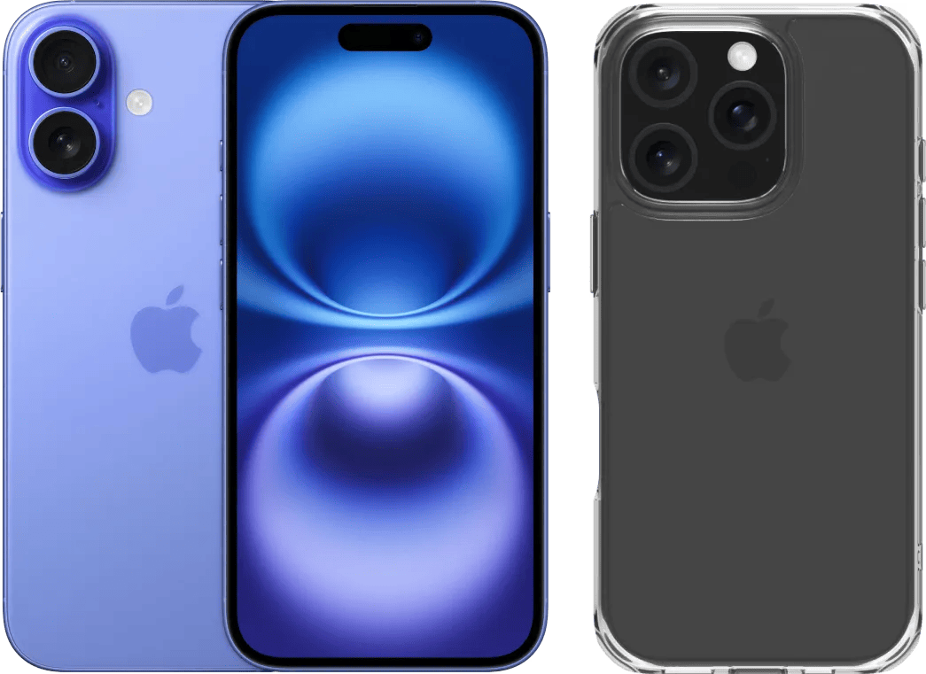 Apple iPhone 16 128GB Blauw + BlueBuilt Protective Back Cover Transparant