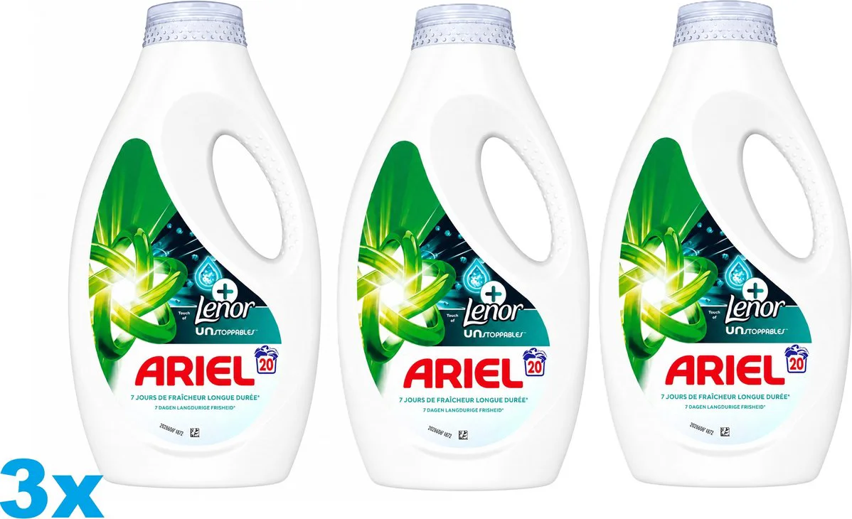 3x Ariel Wasmiddel Touch of Lenor 20 Wasbeurten 900 ml