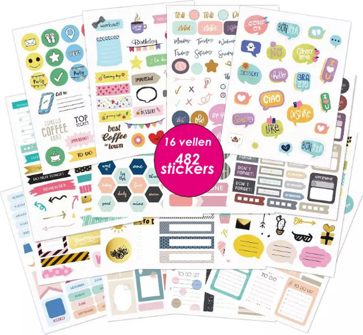 Joyage Bullet journal stickers Deluxe - 482 stickers - Planner stickers voor agenda - Bullet journal producten - Stickers volwassenen - Kado vrouwen - Bullet journal accesoires - Black friday 2024 deals