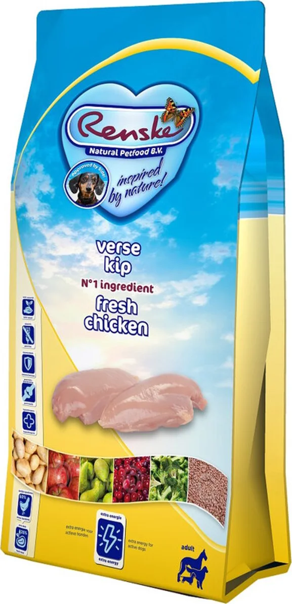 8x Renske Super Premium Graanvrij Adult Hondenvoer Verse Kip 600 gr