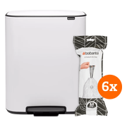 Brabantia Bo Pedal Bin 60 Liter White + Vuilniszakken (120 stuks)