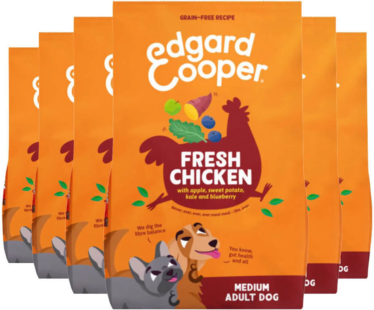 6x Edgard & Cooper Hondenvoer Droog Kip Medium 1 kg