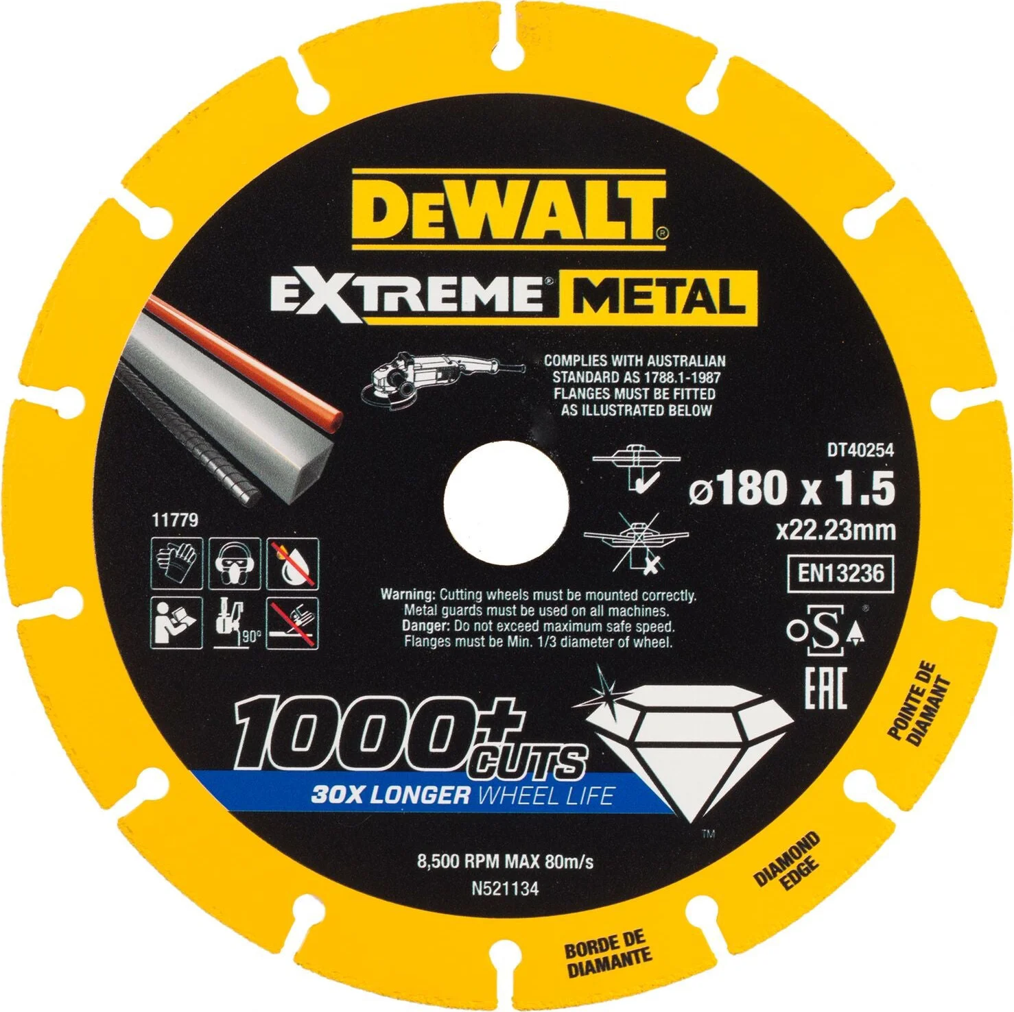 DeWALT DT40254 EXTREME™ Metal Diamant Doorslijpschijf 180mm