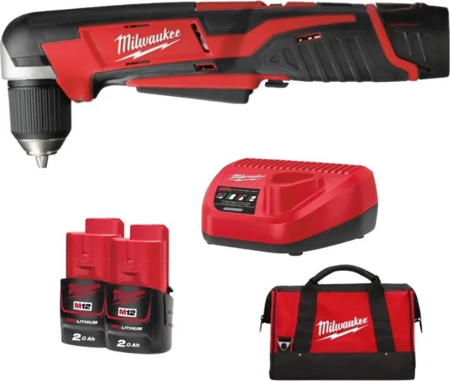 Milwaukee M12 C12 RAD-202B Accu Haakse subcompactboormachine 12V 2.0Ah in tas - 4933441215