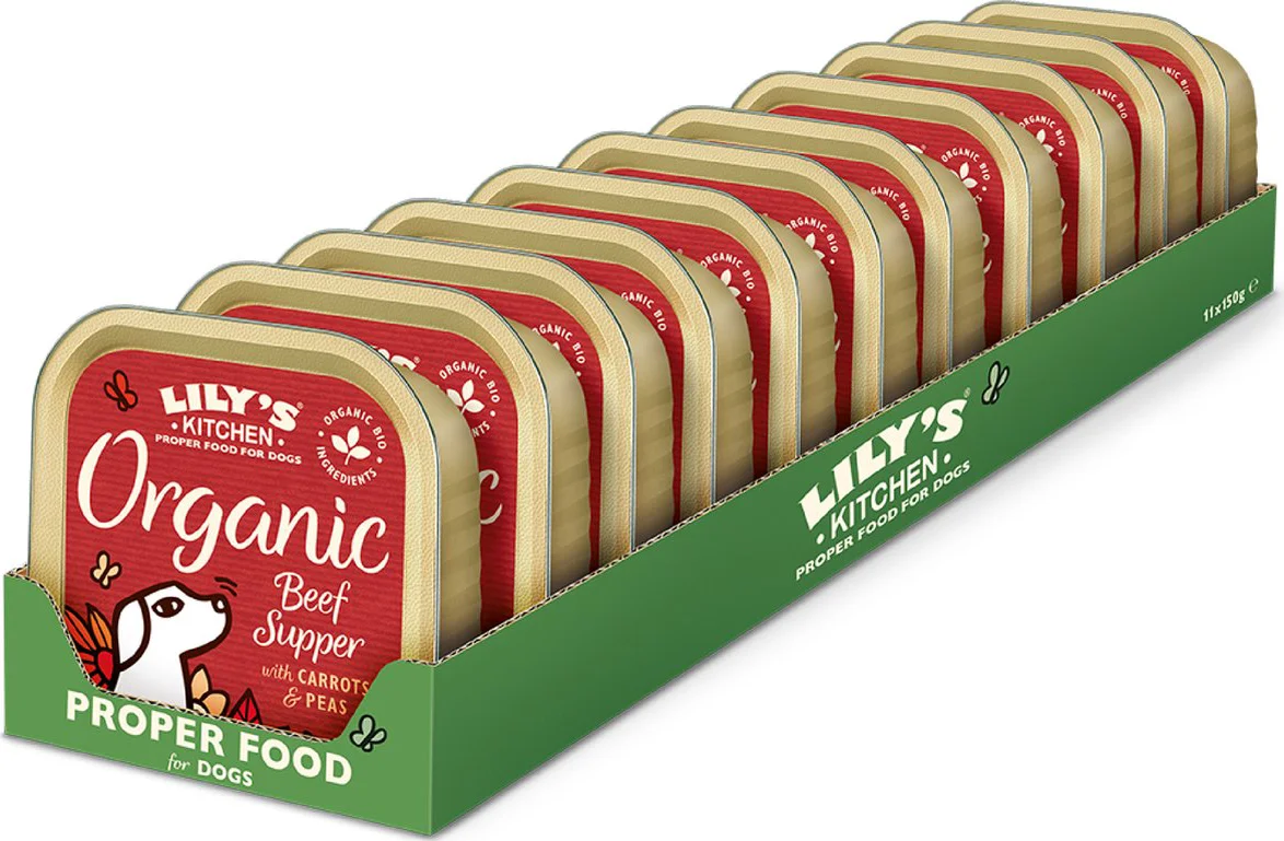 11x Lily's Kitchen Hondenvoer Nat Organic Supper Rund 150 gr