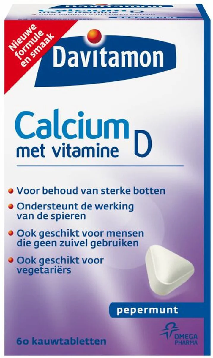 4x Davitamon Calcium Vitamine D3 Pepermunt 60 kauwtabletten