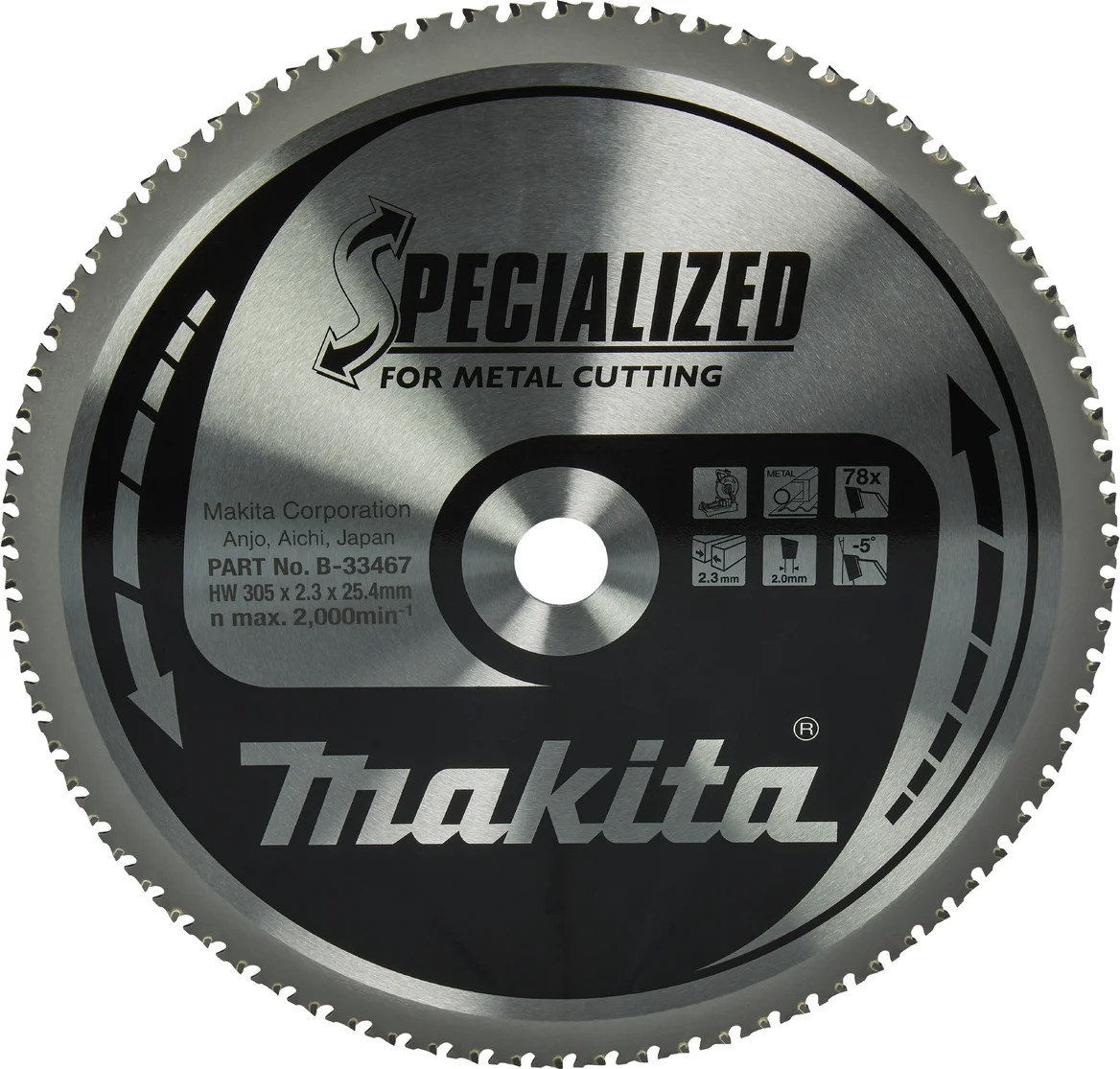 Makita B-33467 Afkortzaagblad Dun staal | Specialized | 305 x 25,4 mm | 78-tands