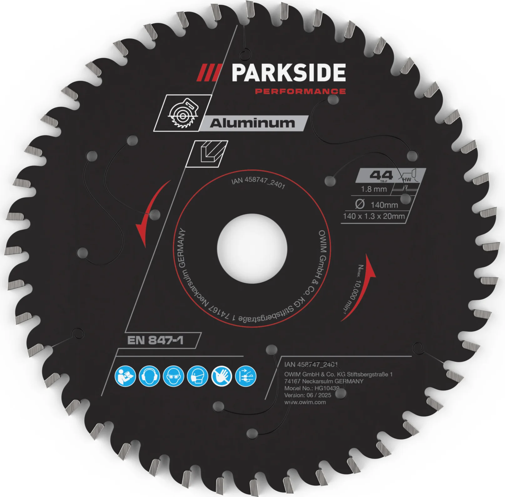 PARKSIDE PERFORMANCE Cirkelzaagblad 140 mm (Aluminium/44 tanden)