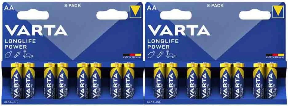 2x Varta Longlife Power Alkaline Batterijen AA 8 stuks