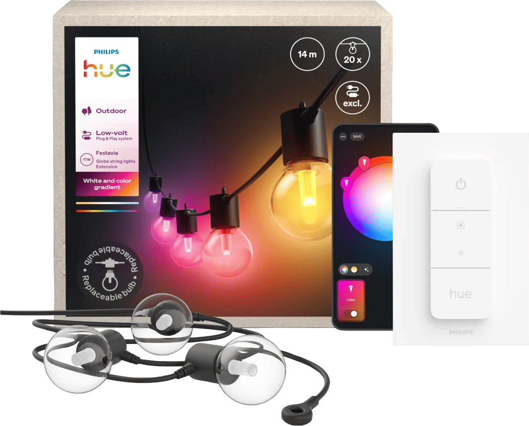 Philips Hue Festavia Globe Lichtsnoer - 14 meter - Uitbreiding + Dimmer