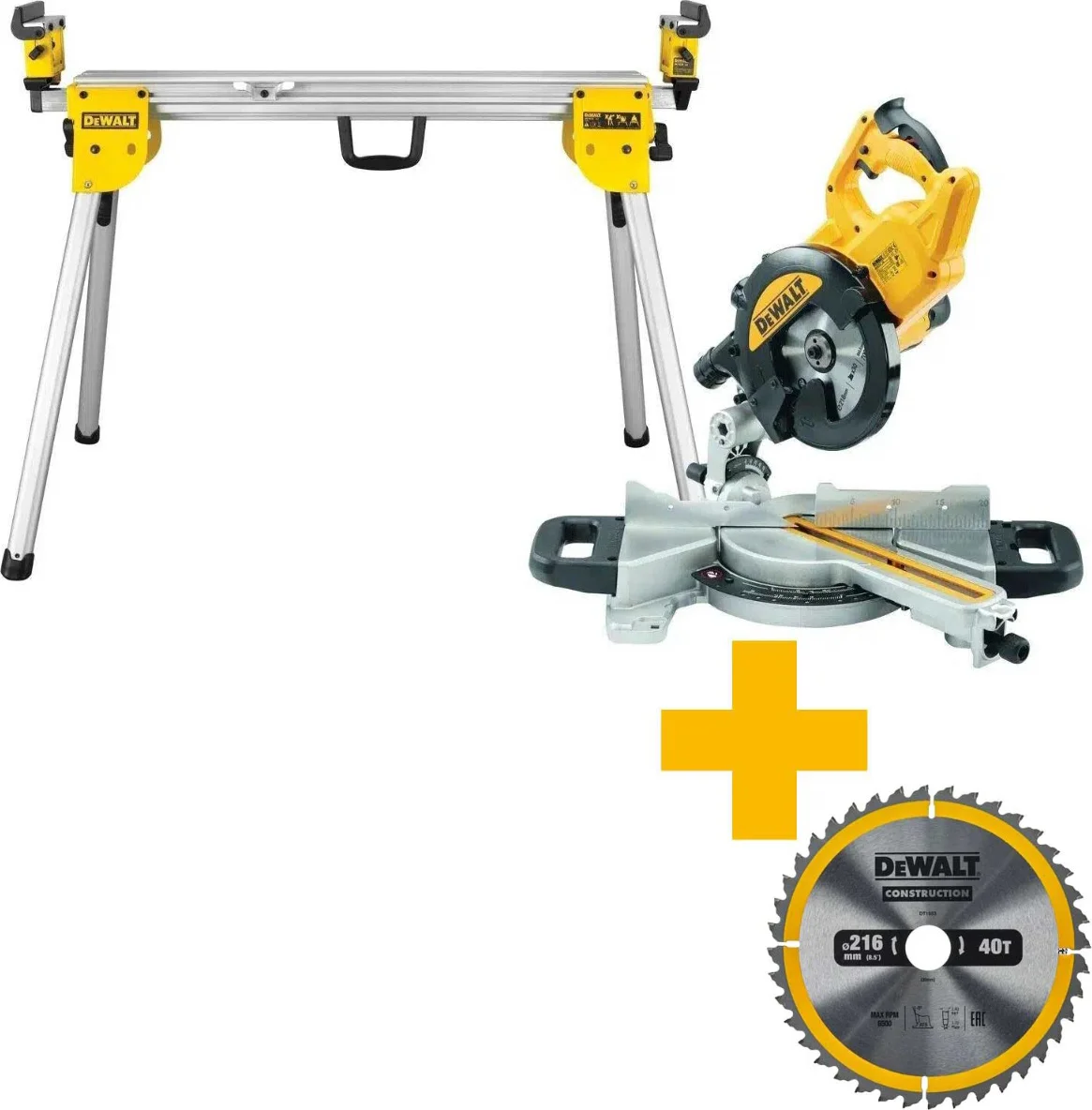 DeWALT DWS774SET Afkort-/Verstekzaag met XPS 216mm 1400W + DE7033 Onderstel