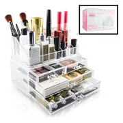 Makeup organizer L | Doorzichtig | 4 lades | Afmeting: 24 x 15 x 18.5 cm