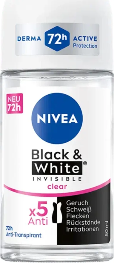 6x NIVEA Deodorant Roller Black & White Invisible 50 ml