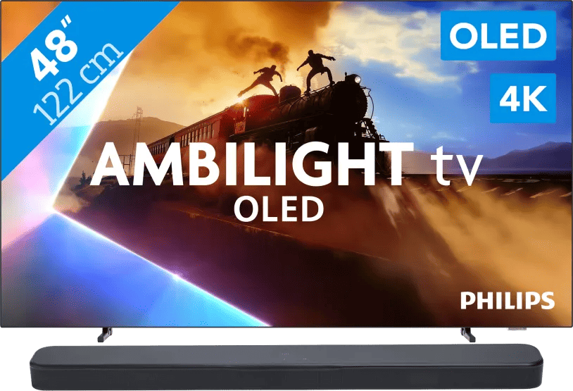 Philips Ambilight 48'' OLED760 4K (2025) + JBL Bar 300 MK2 Zwart