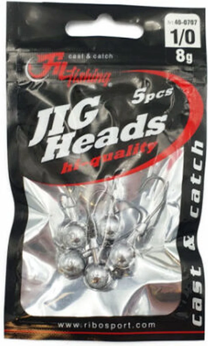 Jighead - 8g - Haakmaat 1/0 - 5 stuks - Loodkop voor Roofvissen - voor kunstaas Shads & Softbaits