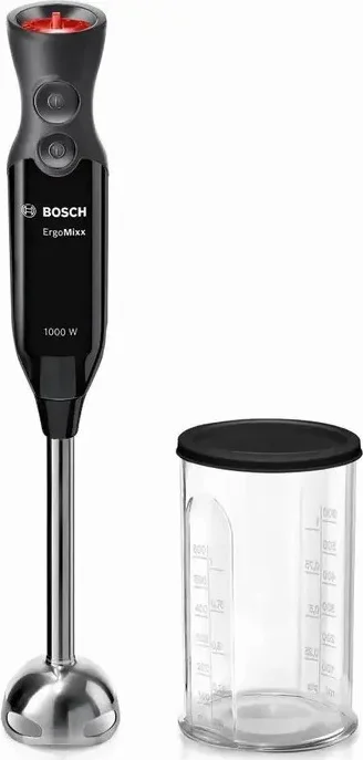 Bosch MS6CB6110 ErgoMixx - Staafmixer - 1000W - 4-bladenmes - Inclusief maatbeker - 12 snelheidsinstellingen - RVS/Zwart