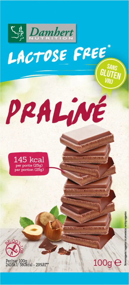 Damhert Lactose Free Chocoladetablet Praline 100GR