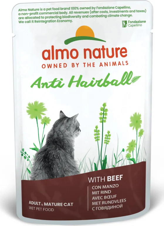 30x Almo Nature Kattenvoer Nat Anti-Haarbal Rund 70 gr