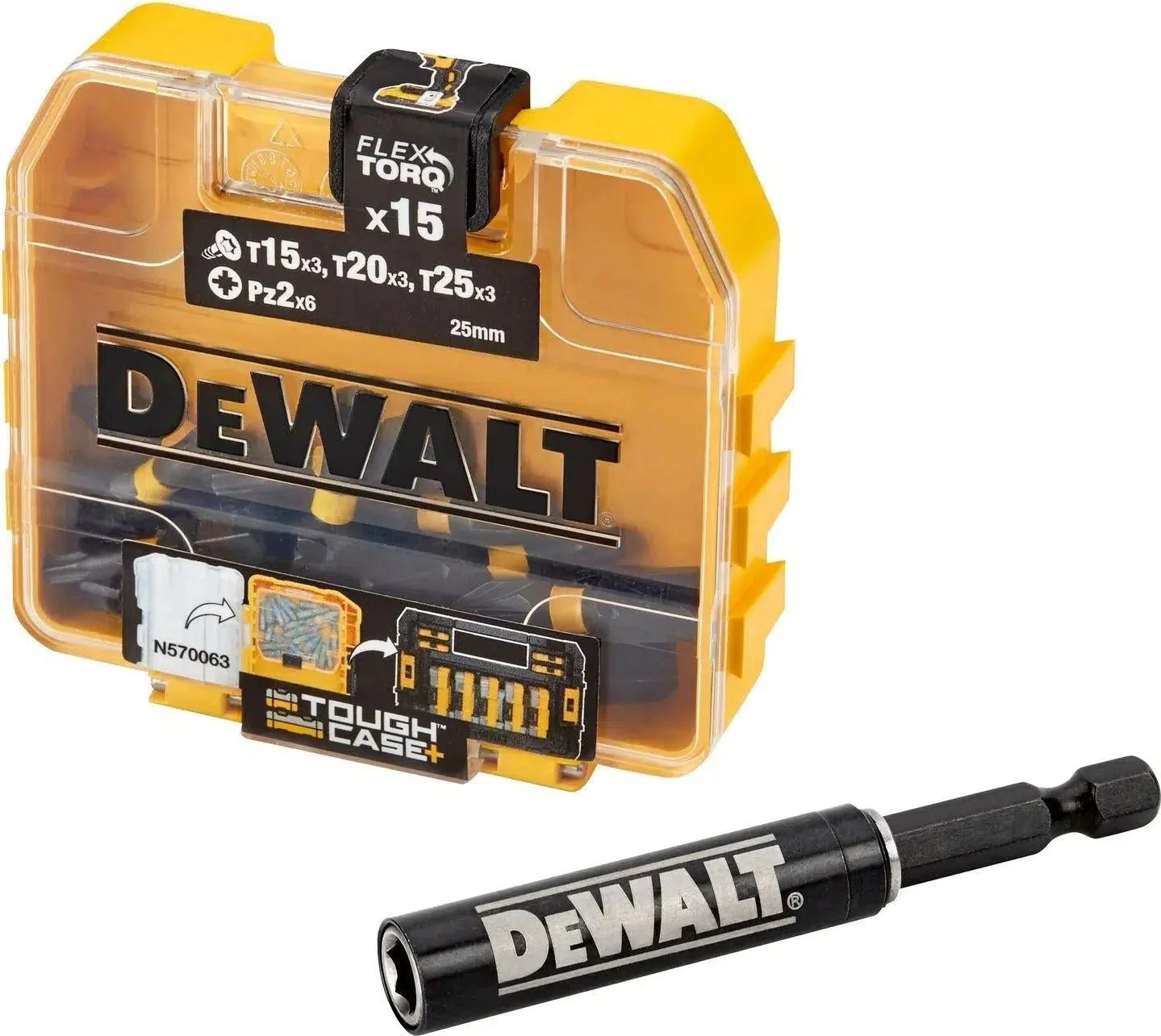 DeWALT DT70522T FLEXTORQ Schroefbitset 15-delig in TOUGHCASE