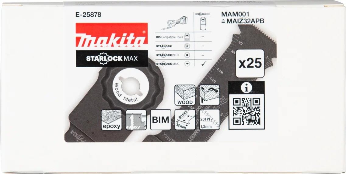 Makita E-25878 MAM001 Invalzaagblad 32x80mm hout&staal 25 stuks