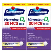 2x Davitamon Vitamine D3 20mcg Hoog Gedoseerd Voordeelverpakking 150 smelttabletten