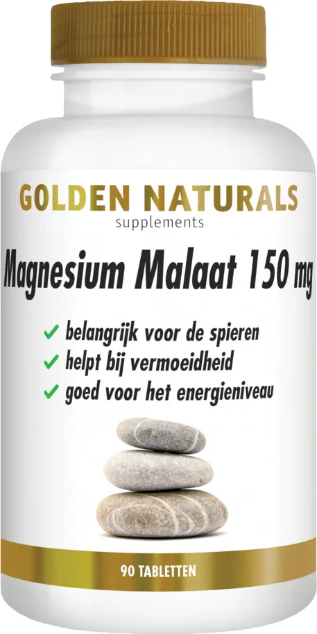 2x Golden Naturals Magnesium Malaat 150 mg 90 tabletten