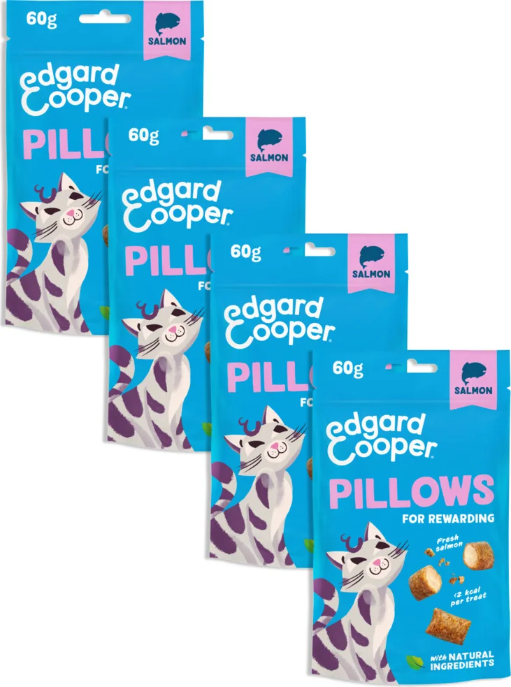4x Edgard & Cooper Adult Pillows Kattensnack Zalm 60 gr