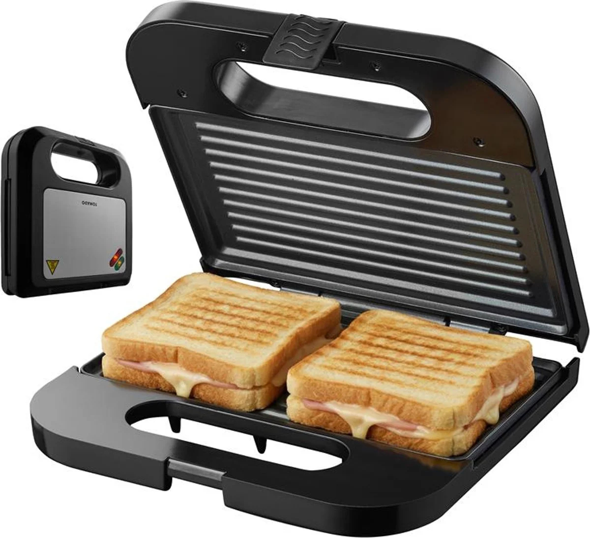 Tomado TGS2001S - Tosti ijzer - Grillapparaat - Tosti apparaat - PFAS vrij – Sandwich maker - 750 watt - 22,5 x 13 cm - Zwart/RVS