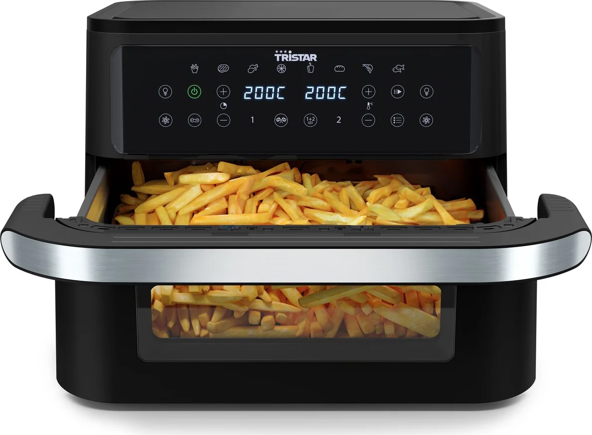 Tristar Airfryer FR-9432 - 10L - Dual Zone Flex - Kijkvenster - 8 voorprogramma's - Snackverdeler - 2800W