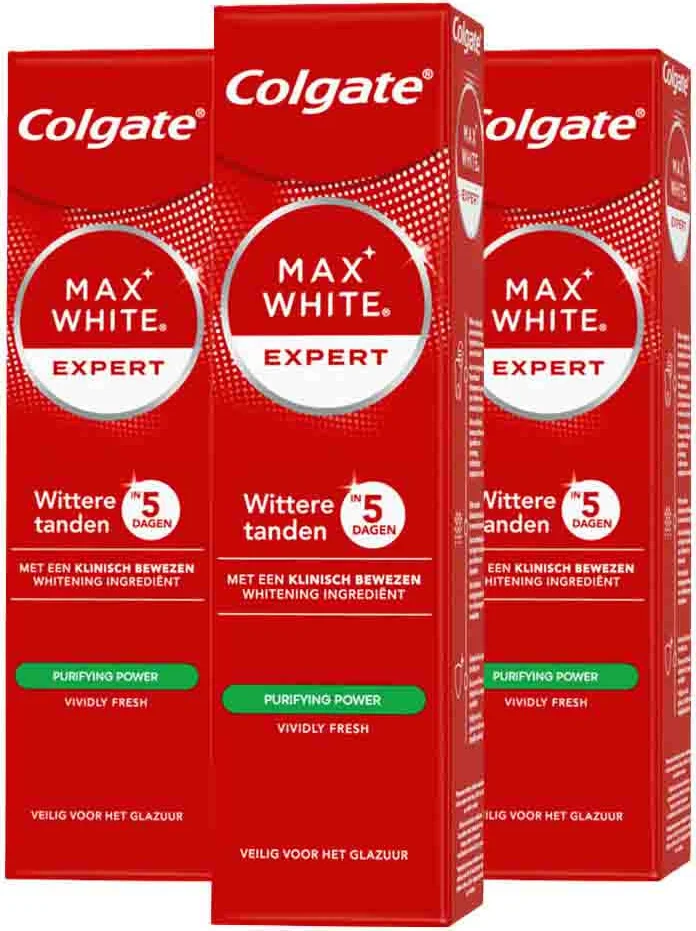 3x Colgate Tandpasta Max White Expert Purifying Power 75 ml