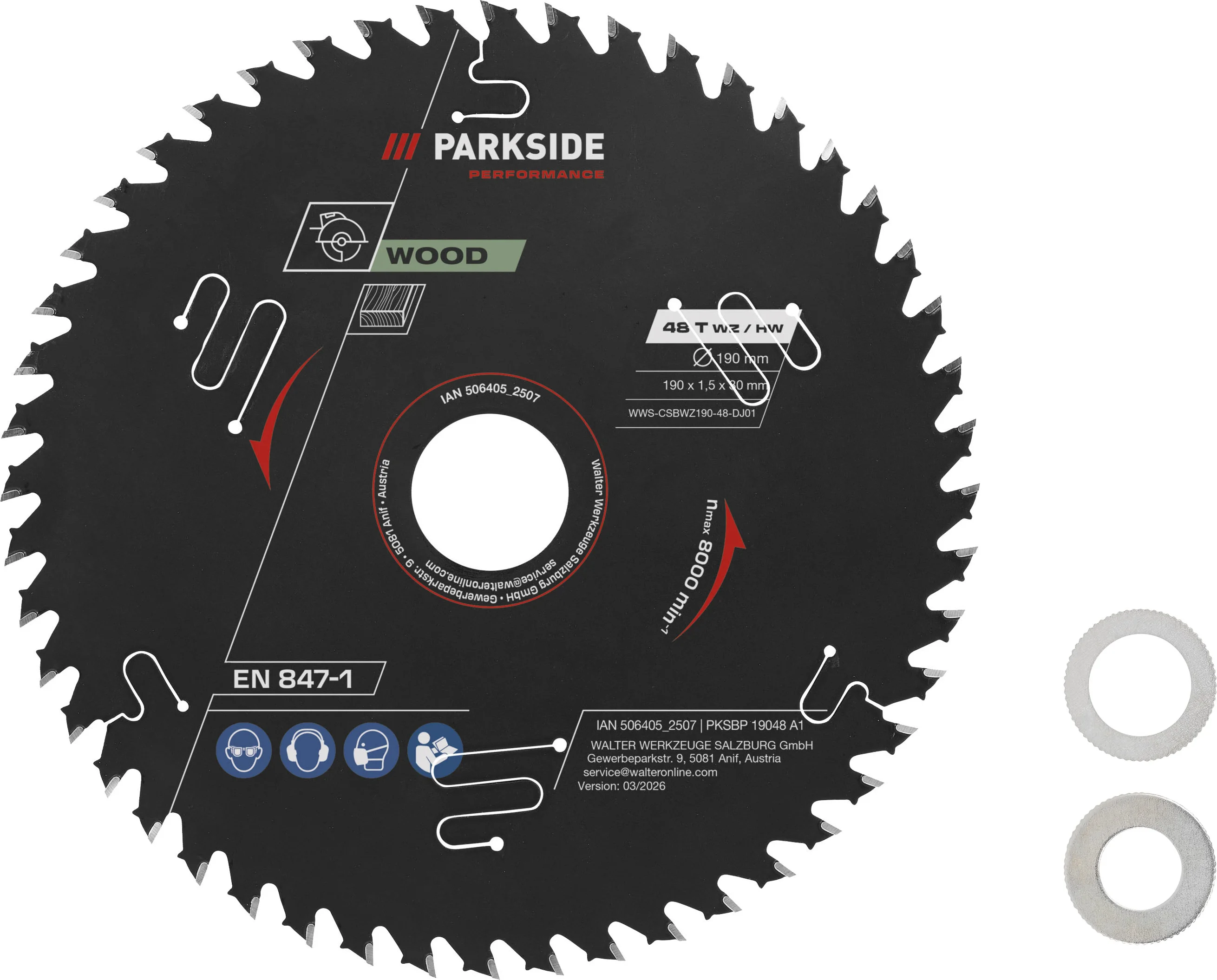 PARKSIDE PERFORMANCE Cirkelzaagblad 190 mm (48 tanden)