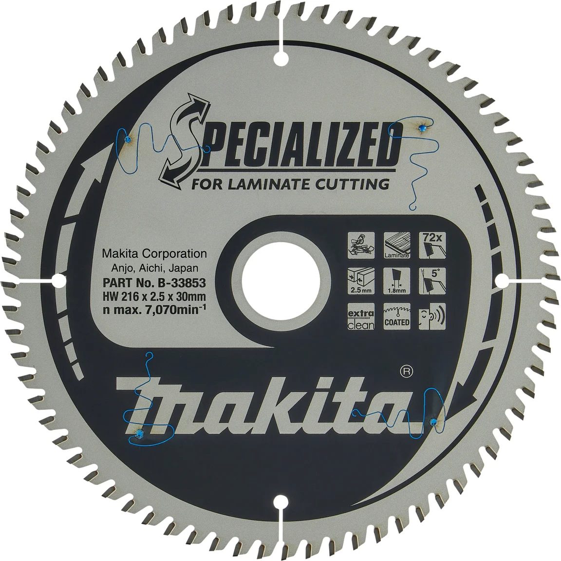 Makita B-33853 Afkortzaagblad Laminaat | Specialized | 216 x 30 mm | 72-tands