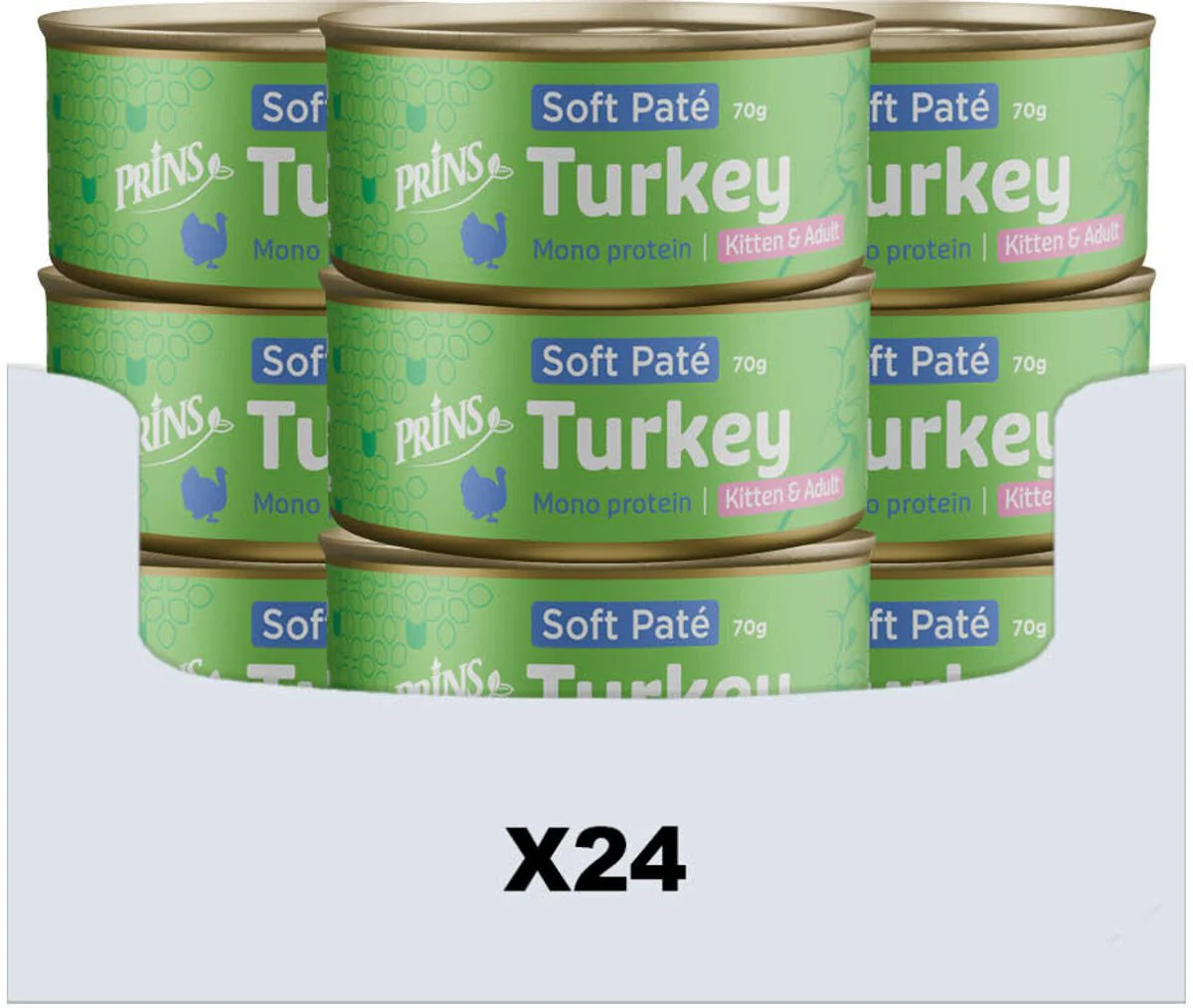 24x Prins Soft Paté Kattenvoer Nat Kalkoen 70 gr