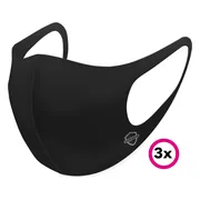 SAFESAVE mondkapjes wasbaar en herbruikbaar geen wegwerp - 100% neopreen gesteriliseerd Mondkapje - Mondmasker - Face mask-Unisex dames/heren gezichtsmasker-Volwassen boven 13 jaar- EN14683:2019 Gecertificeerd - 3 Stuks - Zwart