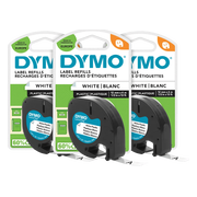 DYMO LetraTag 12mm x 4m Zwart Wit Labels 3-pack