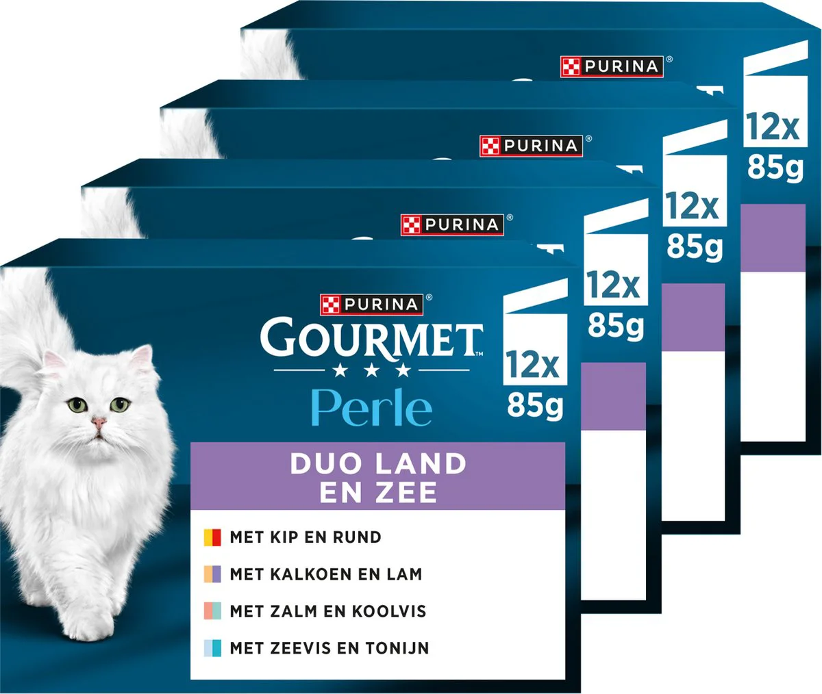 4x Gourmet Kattenvoer Nat Perle Duo Rund - Kip 12 x 85 gr