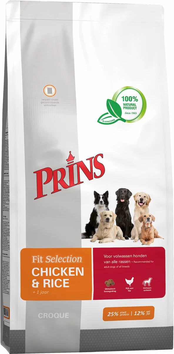 Prins Fit Selection Kip & Rijst Hondenvoer 14 kg