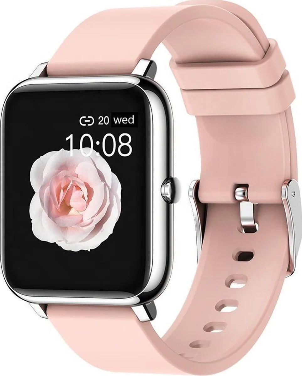 Belesy® HUNDRED - Smartwatch Dames - Smartwatch Heren - Horloge - 1.3 inch - Kleurenscherm - Full Touch - Stappenteller - Multi Sport - 100+ Watchfaces - Siliconen - Roze