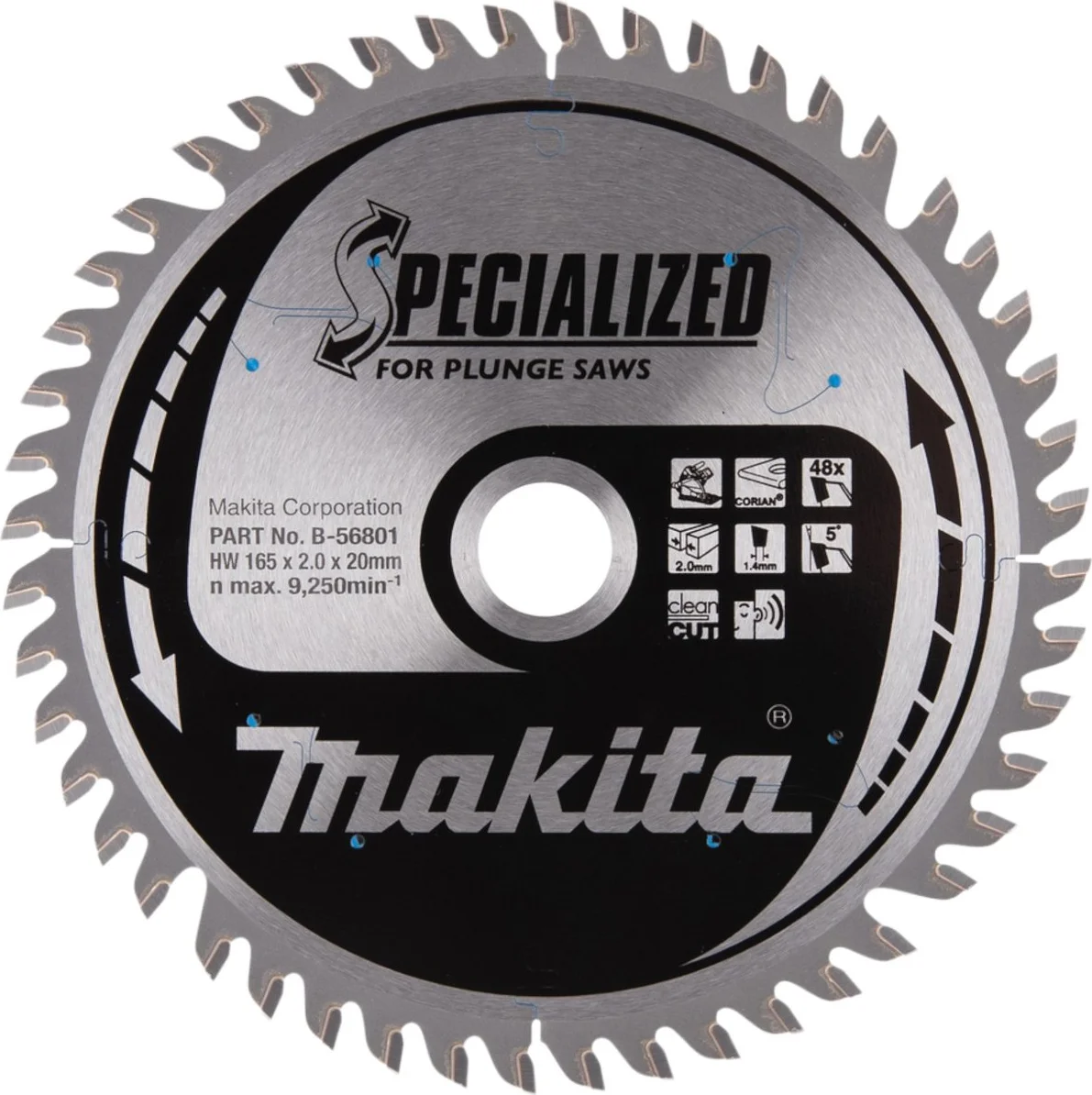 Makita B-56742 Invalcirkelzaagblad Corian® | Specialized | 165 x 20 mm | 48-tands
