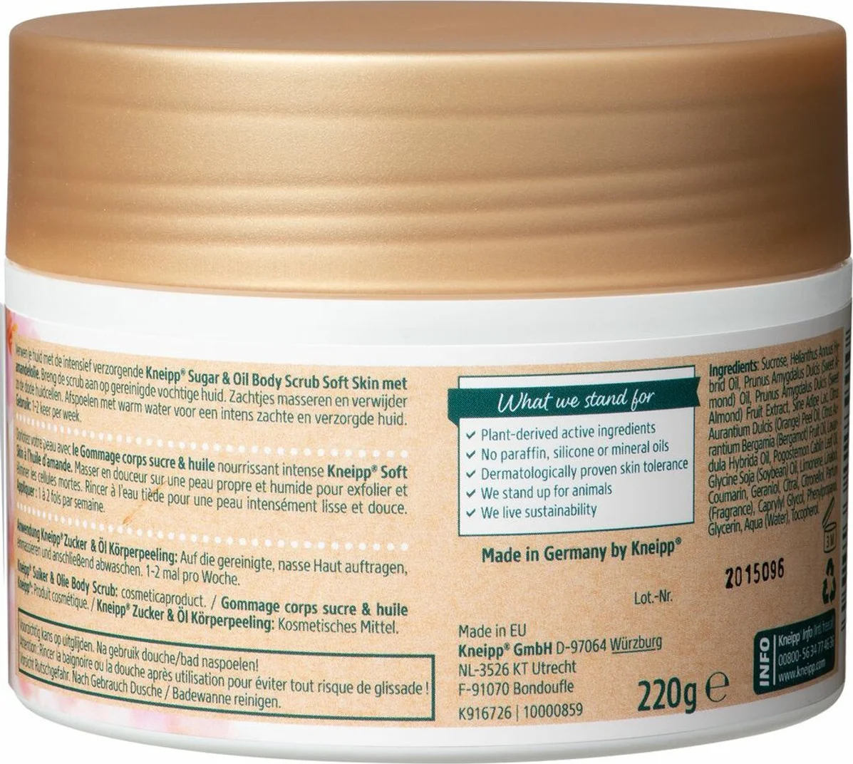 3x Kneipp Soft Skin Sugar Body Scrub Amandel 220 gr