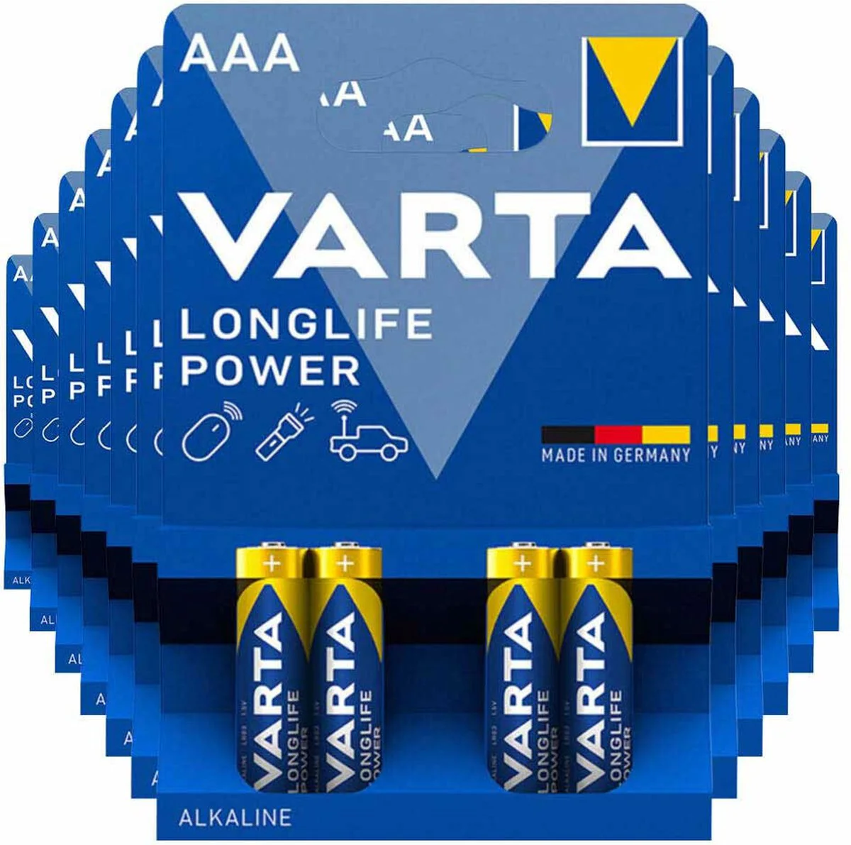 12x Varta Longlife Power Alkaline Batterijen AAA 4 stuks